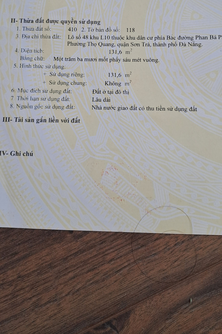 Bán lô đất đẹp đường 7,5m Phan Bá Phiến cách biển 300m