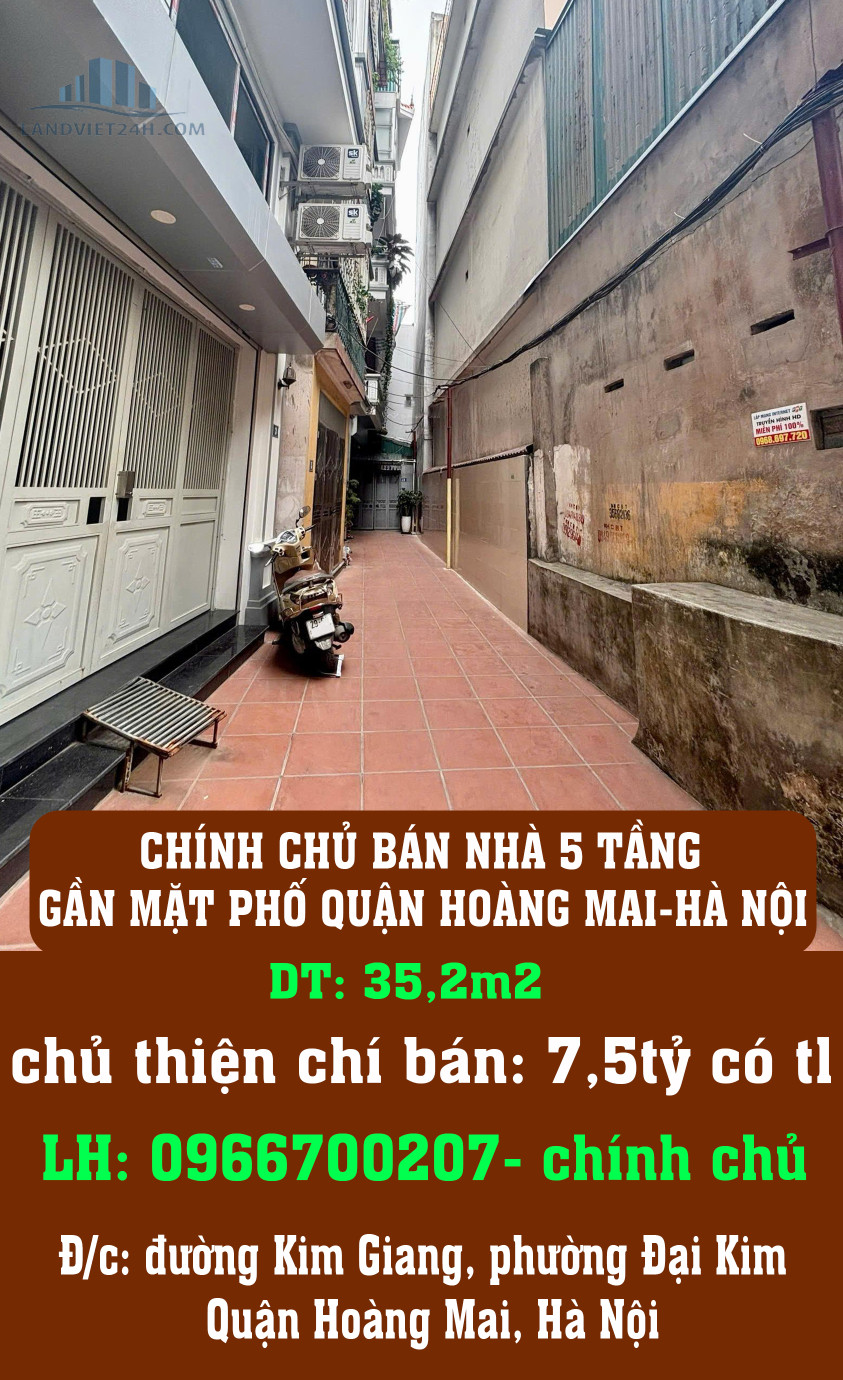 CHÍNH CHỦ BÁN NHÀ 5 TẦNG GẦN MẶT PHỐ QUẬN HOÀNG MAI-HÀ NỘI