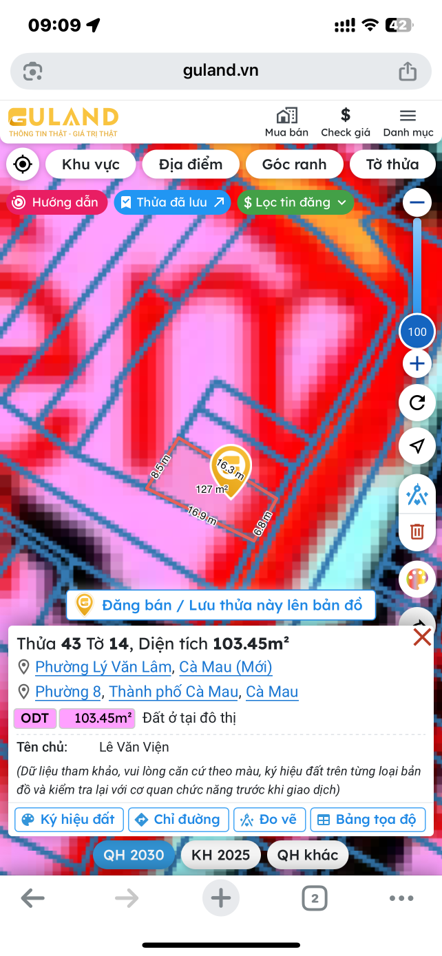 Bán đất 103.5m² giá 1.5 tỷ Phường Lý Văn Lâm