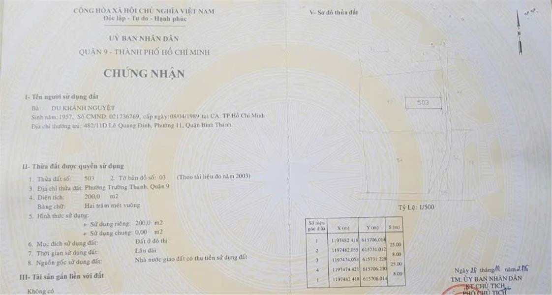 BĐat ngang 8 x25 = 200M² full TC, HẺM nhựa XE TẢI, SHR, GIÁ tốt chỉ 48tr/m2 ngay Lã Xuân Oai khu CNC SamSung