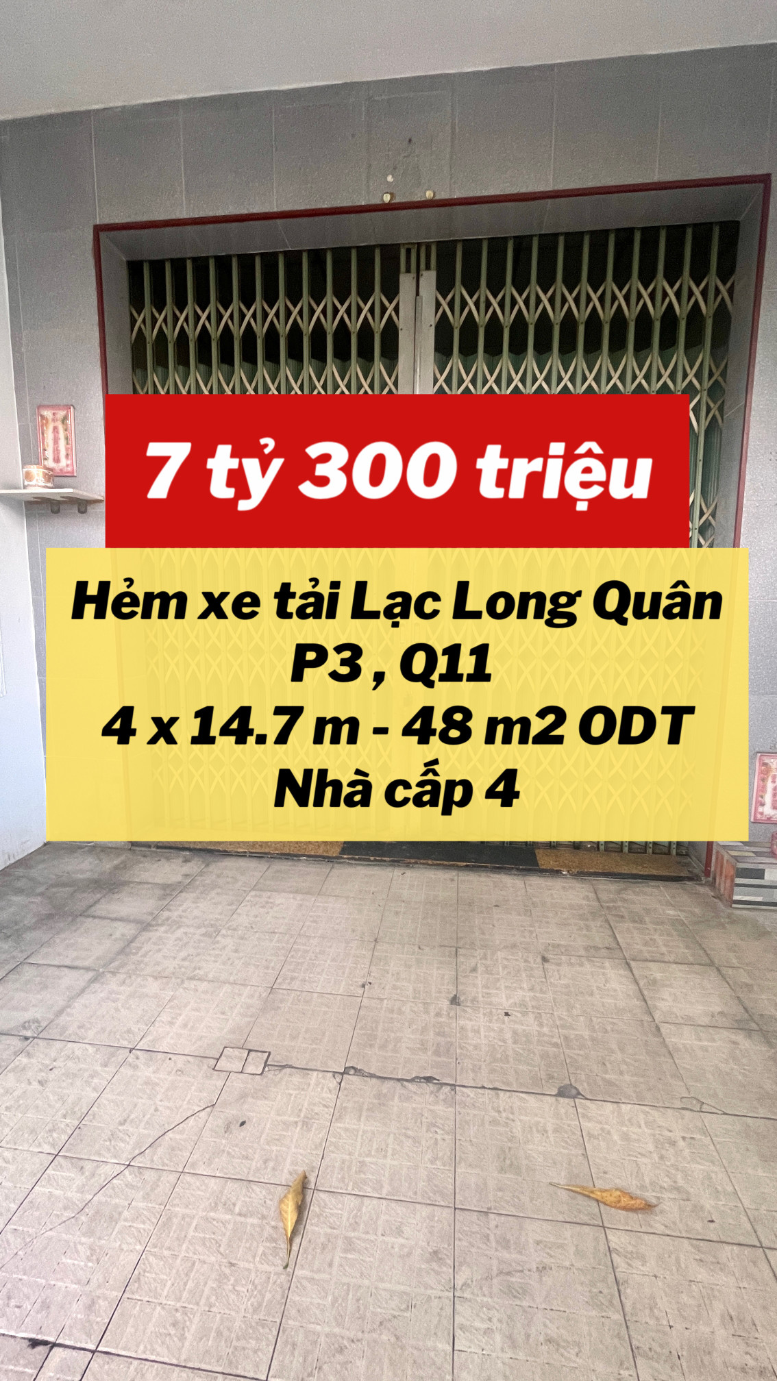 Hẻm xe tải Lạc Long Quân chỉ 7.3 tỷ
