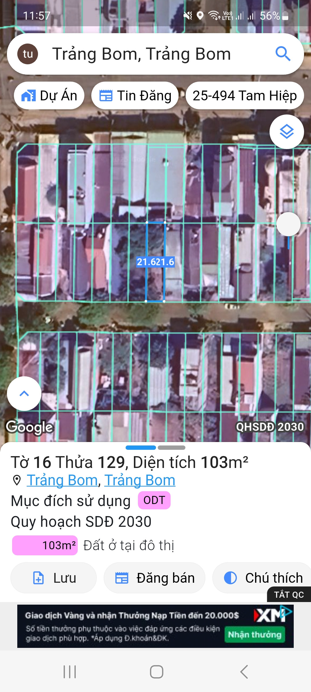 Bán  lô  đất   đường  Lê Đại Hành thị trấn trảng bom có 2 lô liền kề
