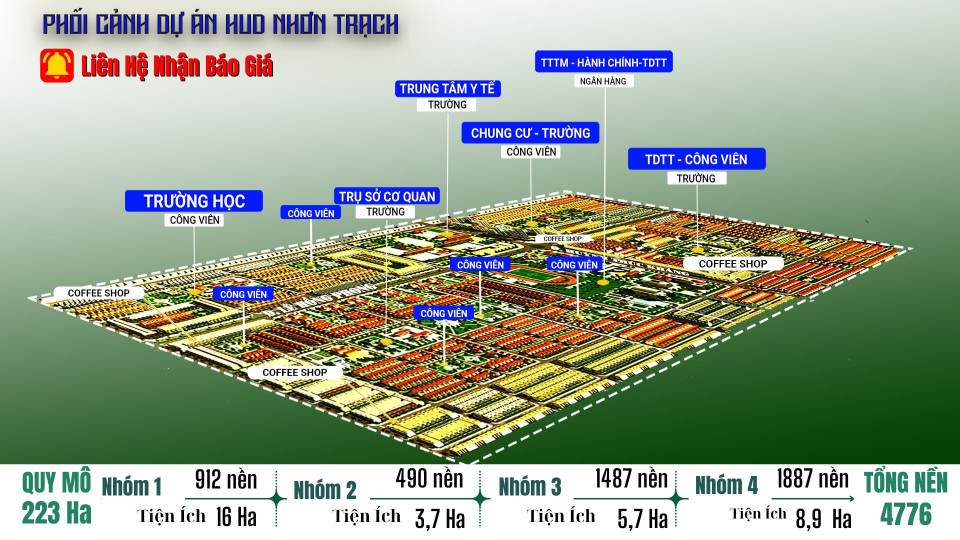 Cần bán 2 nền đất dự án HUD Nhơn Trạch - mặt sau đường Lê Hồng Phong lộ giới 53m.