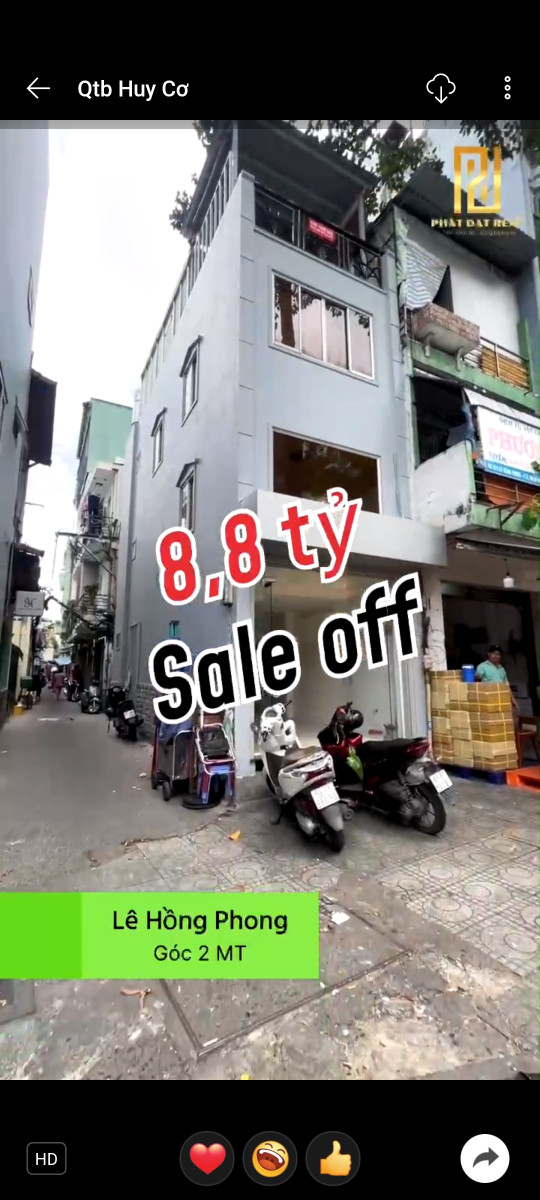 BÁN NHÀ 2 MẶT TIỀN – LÊ HỒNG PHONG, Q10 – HÀNG HIẾM KHÓ TÌM! DT: 3.2 x 9m – 4 TẦNG – GIÁ CHỈ 8.8 TỶ
