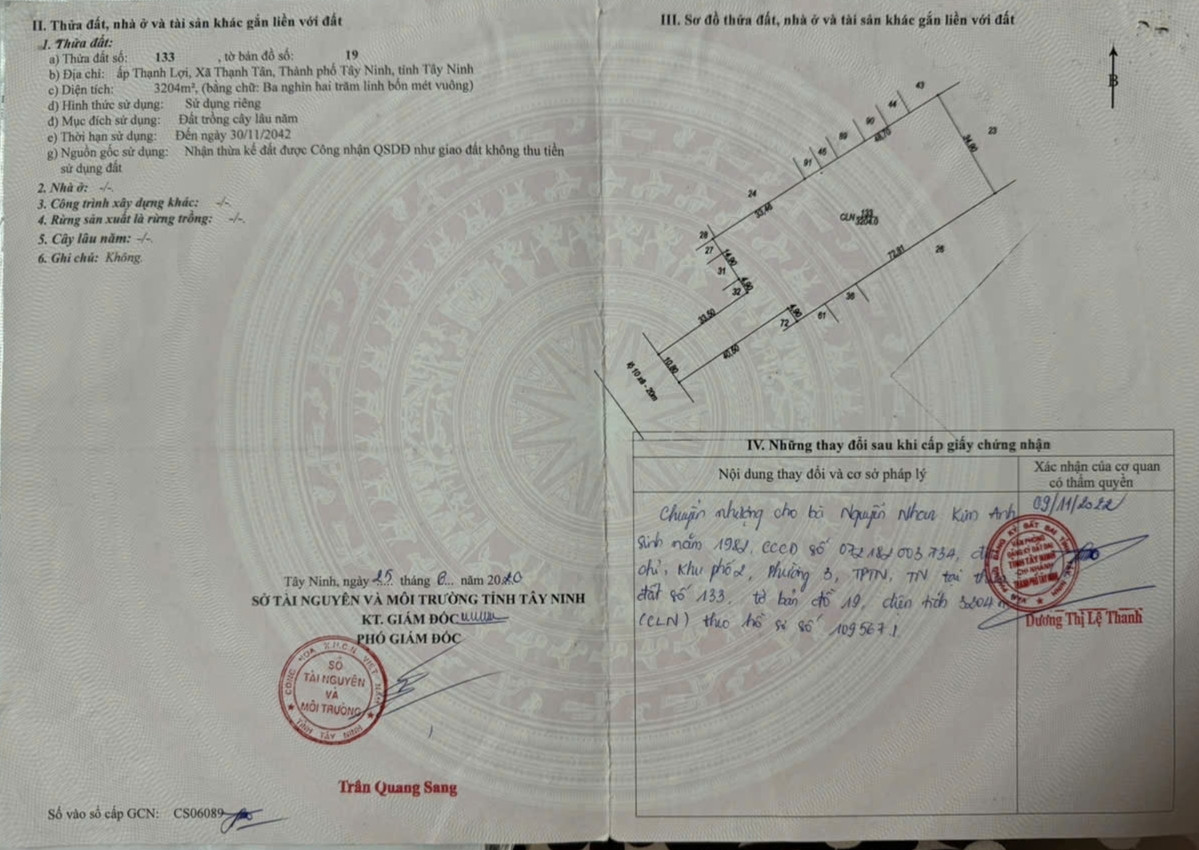 Bán đất đối diện trường học, UBND xã Thạnh Tân