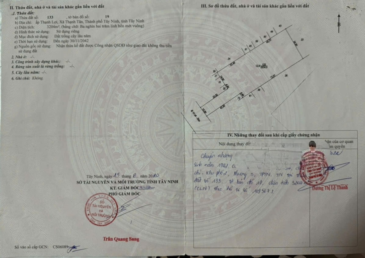 Bán đất đối diện trường học, UBND xã Thạnh Tân
