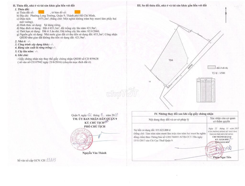 Bán đất 1075m2 tại HXH 68 Võ Văn Hát, Long Trường, Q9, Tp.HCM