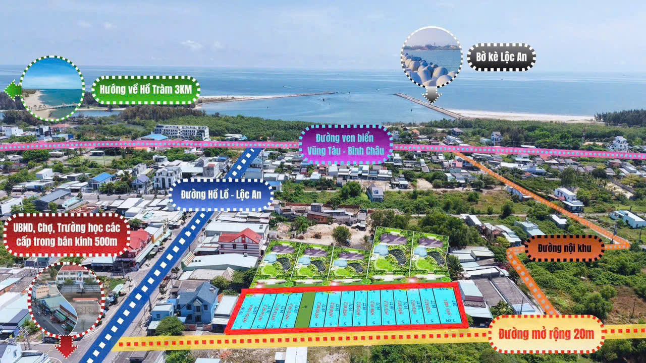 GIÁ CHỐT 1ty250 đất CHỢ LỘC AN ngang 7m cách biển Lộc An 200m tiện kinh doanh, xây khách sạn