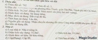 Nhà đẹp 56m2, 3 tầng, sát Lũy Bán Bích, Tân Phú, HXH4m, 4.x tỷ