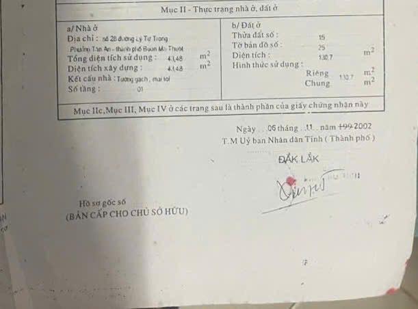 Bán Khách sạn 133m² thổ cư 100m² giá 21 tỷ tại Đường Lý Tự Trọng Phường Tân An Thành phố Buôn Ma Thuột Đắk Lắk