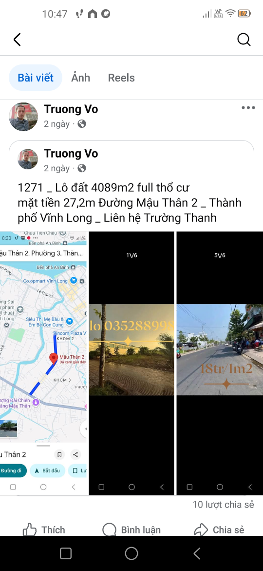 Đất  mặt tiền đường Mậu Thân 2 _ Thành phố Vĩnh Long
