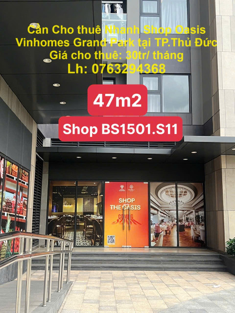 Cần Cho thuê Nhanh Shop Oasis Vinhomes Grand Park tại TP.Thủ Đức