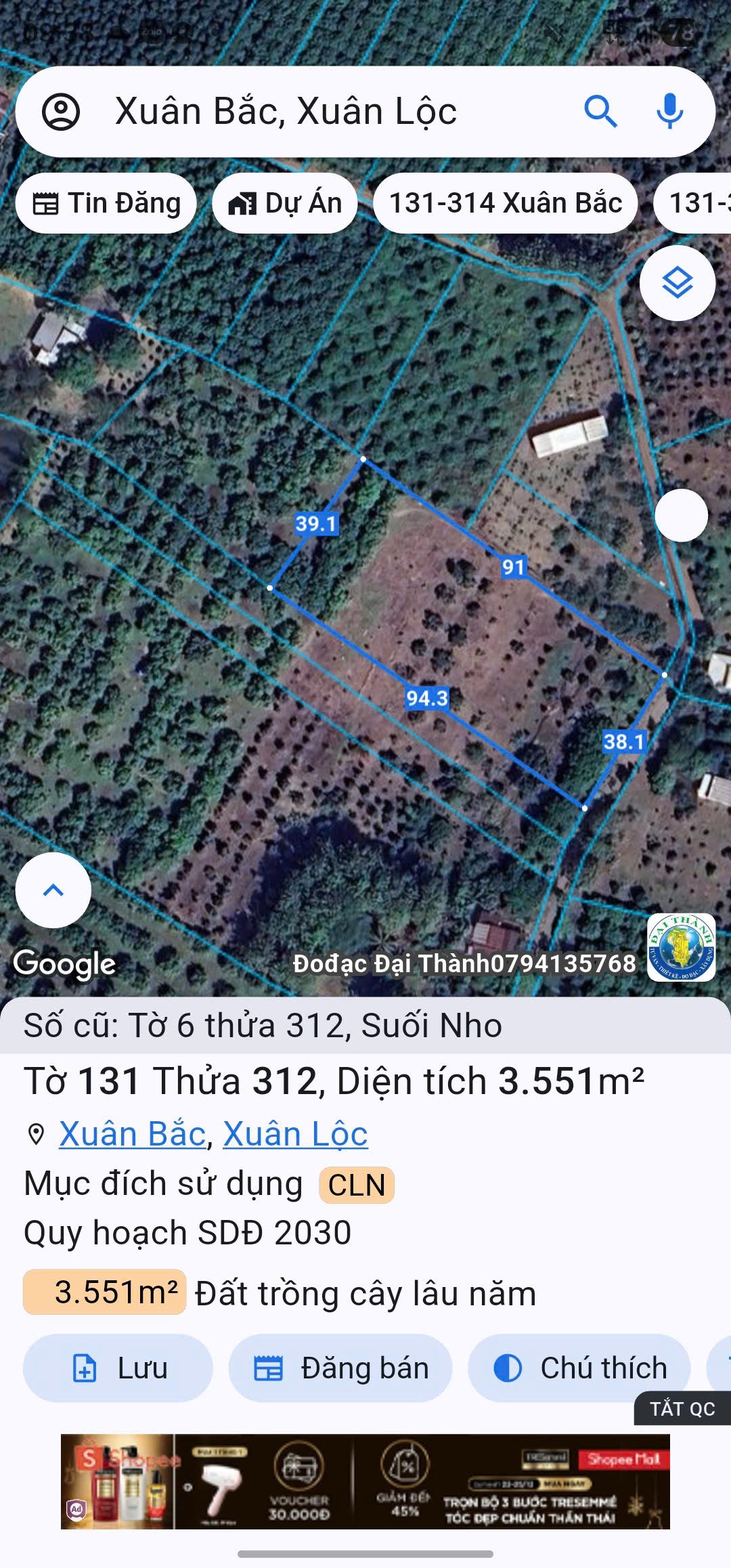 Cần bán đất vườn 8500 m2 , 3 tỷ, xã Suối Nho, Định Quán