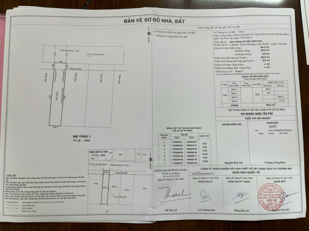 Bán đất 91.1m² ngang 4m giá 16.5 tỷ Phường Tân Phú