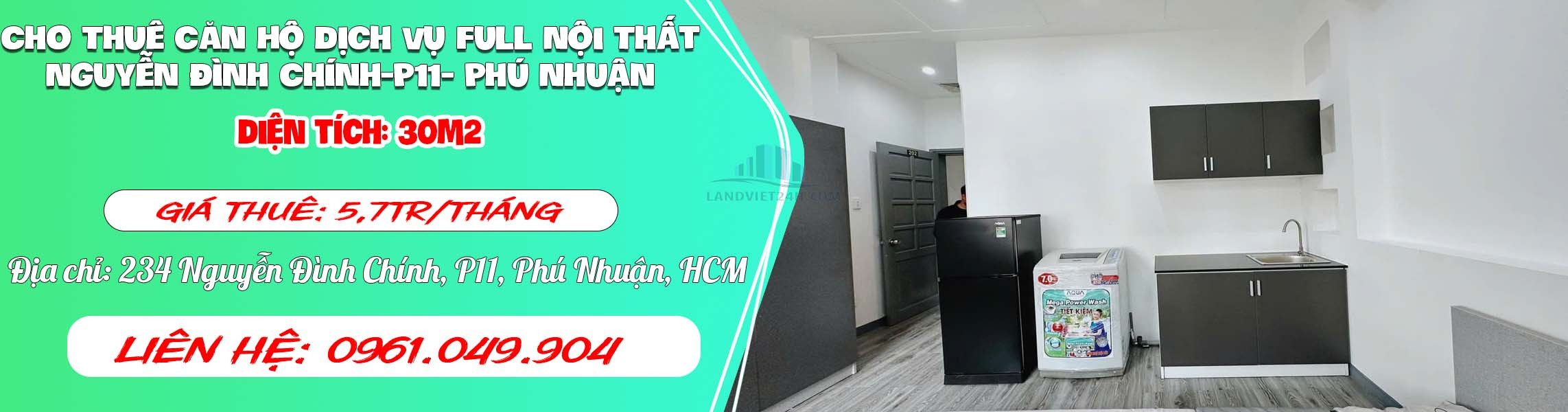 Chính Chủ Cho Thuê Căn Hộ Dịch Vụ Full Nội Thất Hot Nhất Khu Vực Nguyễn Đình Chính-P11- Phú Nhuận