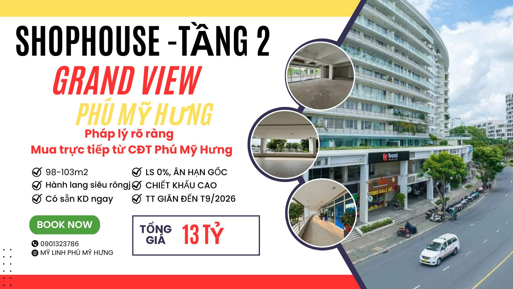 Bán Shop Tầng 2 Grand View cực đẹp, 13 tỷ, 103 m2. CK cao , Vị trí quá đẹp để làm văn phòng. Xem ngay 0901323786