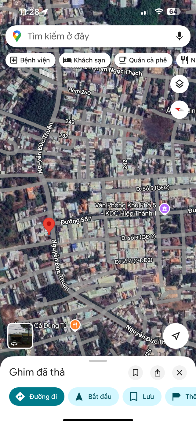 Mt kinh doanh Nguyễn Đức Thuận-Hiệp Thành (phường Phú Lợi-TP.HCM) đối diện ngay cổng vào KDC Hiệp Thành 1 vị trí đẹp hiếm giá êm