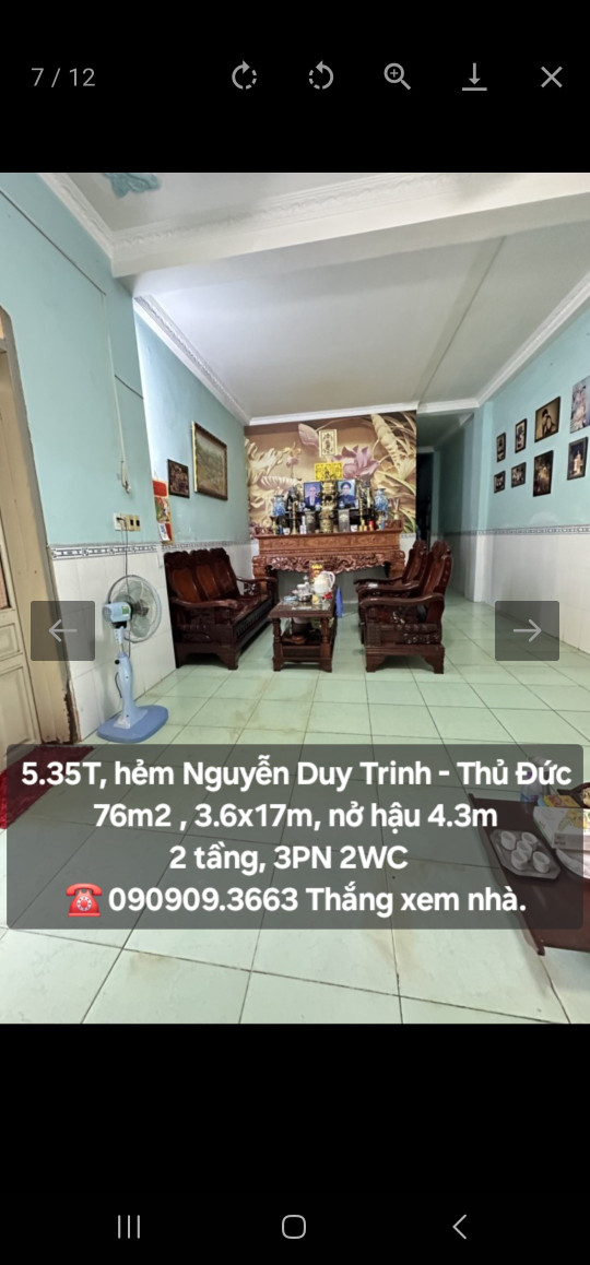 Bán nhà hẻm Nguyễn Duy Trinh Thủ Đức cách 1 căn ra mặt tiền