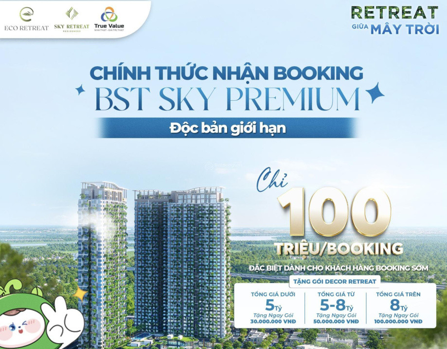 Nhận Booking ưu tiên chọn sớm căn hộ Sky Premium,Garden Villa, Duplex, Sky Villa, Shophouse khối đế Eco Retreat