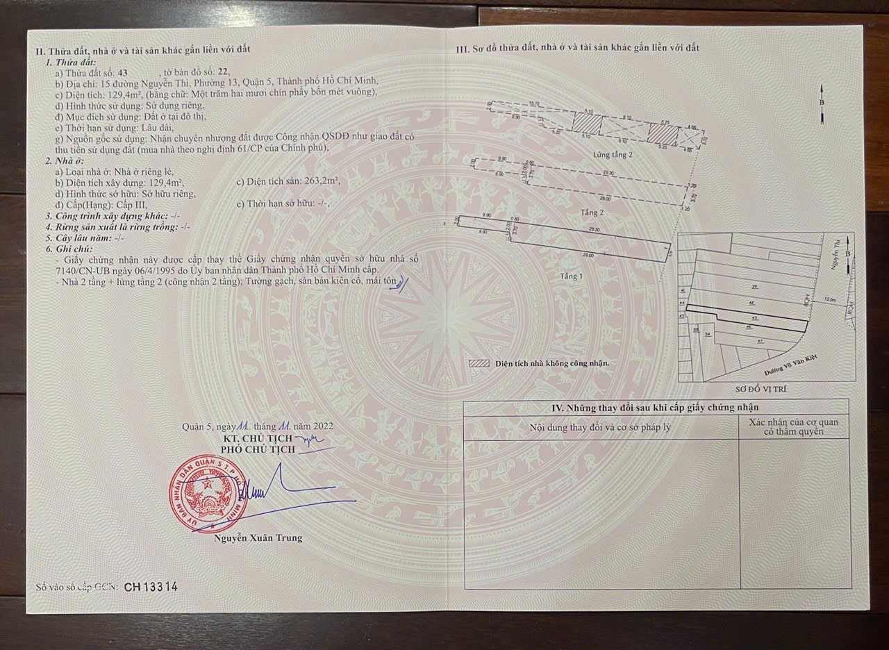 Bán nhà 15 Nguyễn Thi, P.13, Q.5 – Giá 33 tỷ