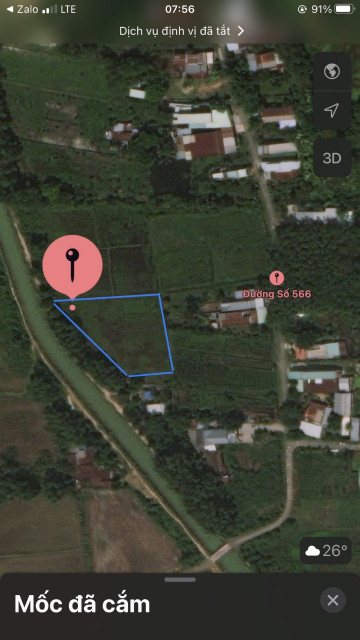 Bán Đất 1.893m có 300m thổ cư Mt kênh. Đường 566 giá tốt Tl2
