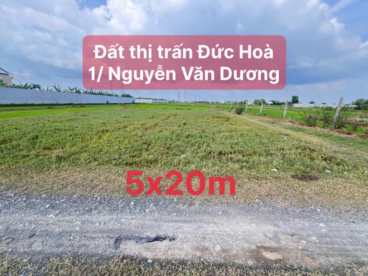 Đất thị trấn Đức hoà 5x20m giá 980tr lh 0788558508