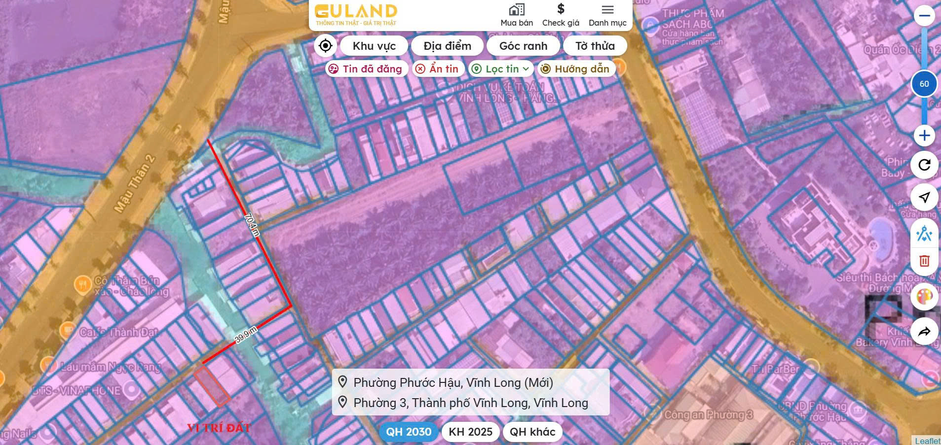 Bán đất 78.7m² ngang 5m gần đường Mậu Thân 2, giá 1.35 tỷ Phường Phước Hậu