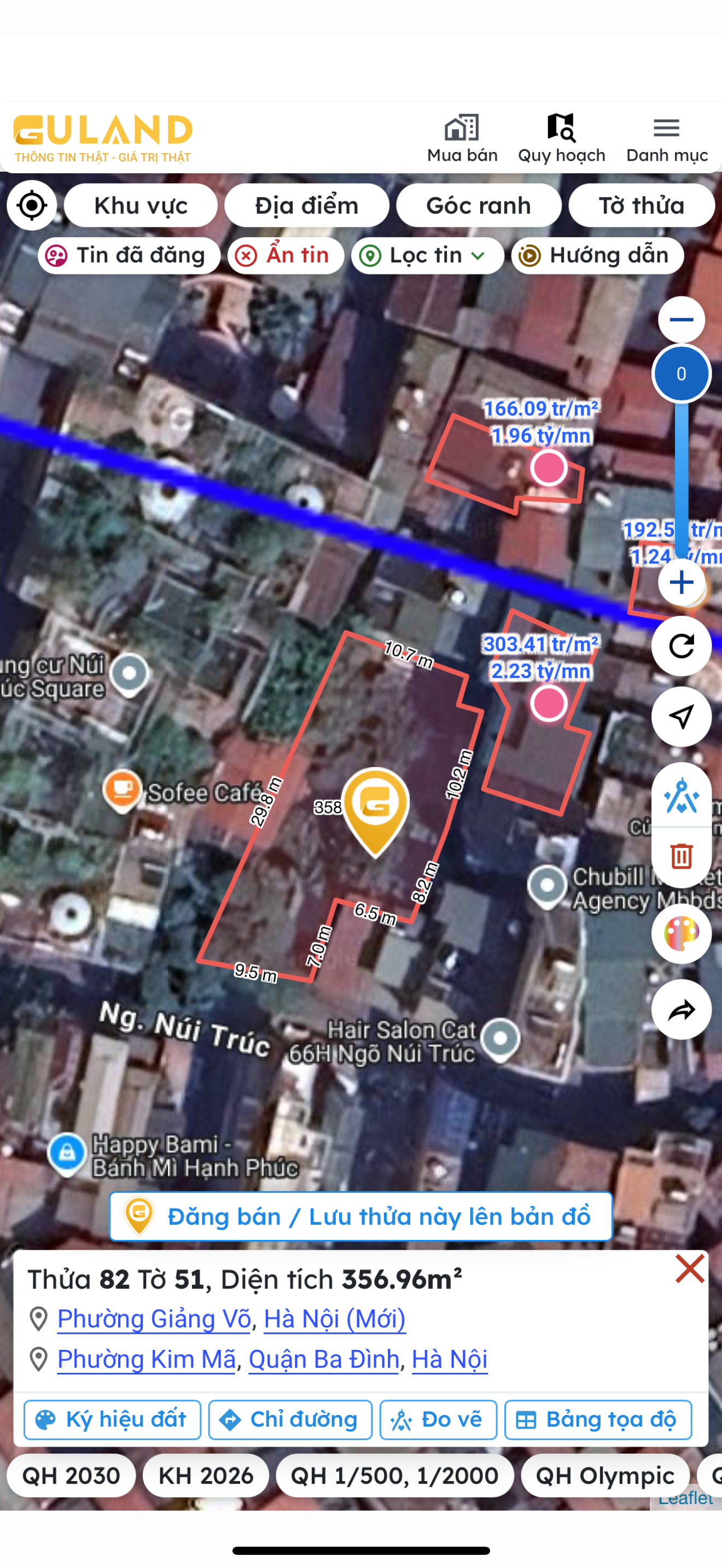 Bán đất 185m² ngang 5m30m giá 60 tỷ Phường Giảng Võ