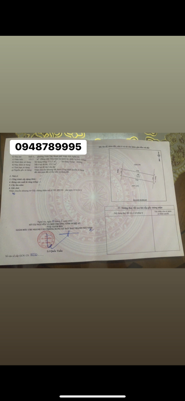 Bán đất khối 2 vinh tân