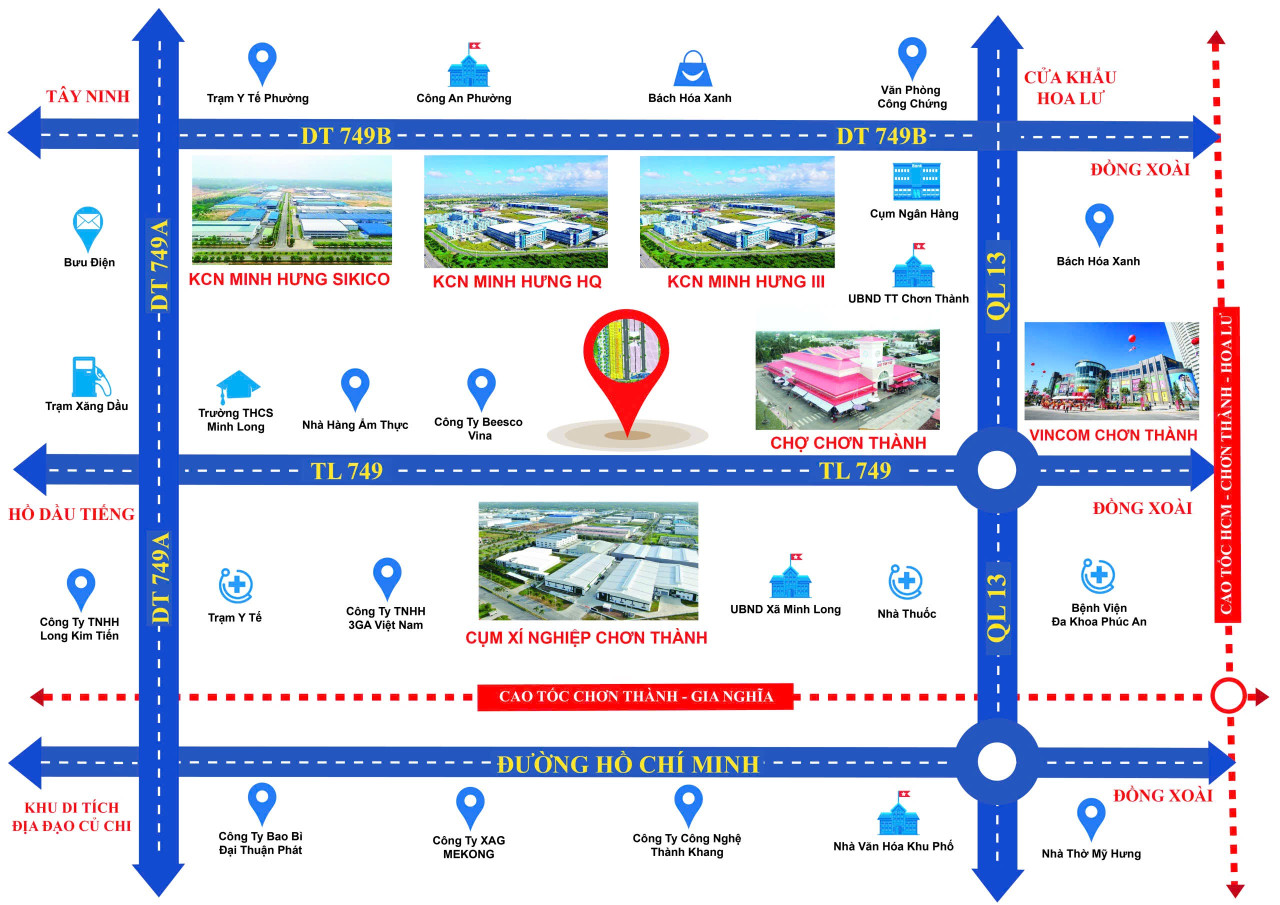 Mặt tiền đường TL749 cách ngã tư Chơn Thành vào 800m