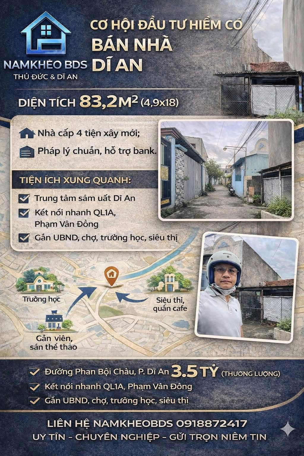Đừng mua nhà hãy mua “VỊ TRÍ” ở Dĩ An! 83m2 ngang 4.9 giá 3.5 tỷ