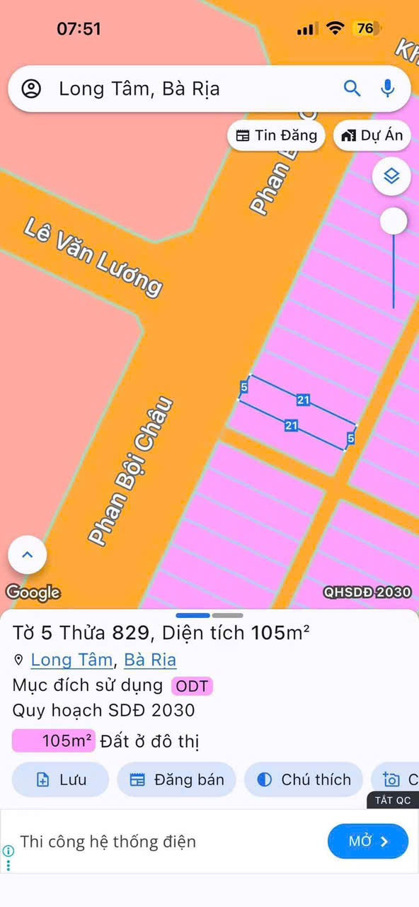 MẶT TIỀN KINH DOANH ĐƯỜNG PHAN BỘI CHÂU 
TĐC Gò Cát 6 - Phường Long Tâm - Tp. Bà Rịa