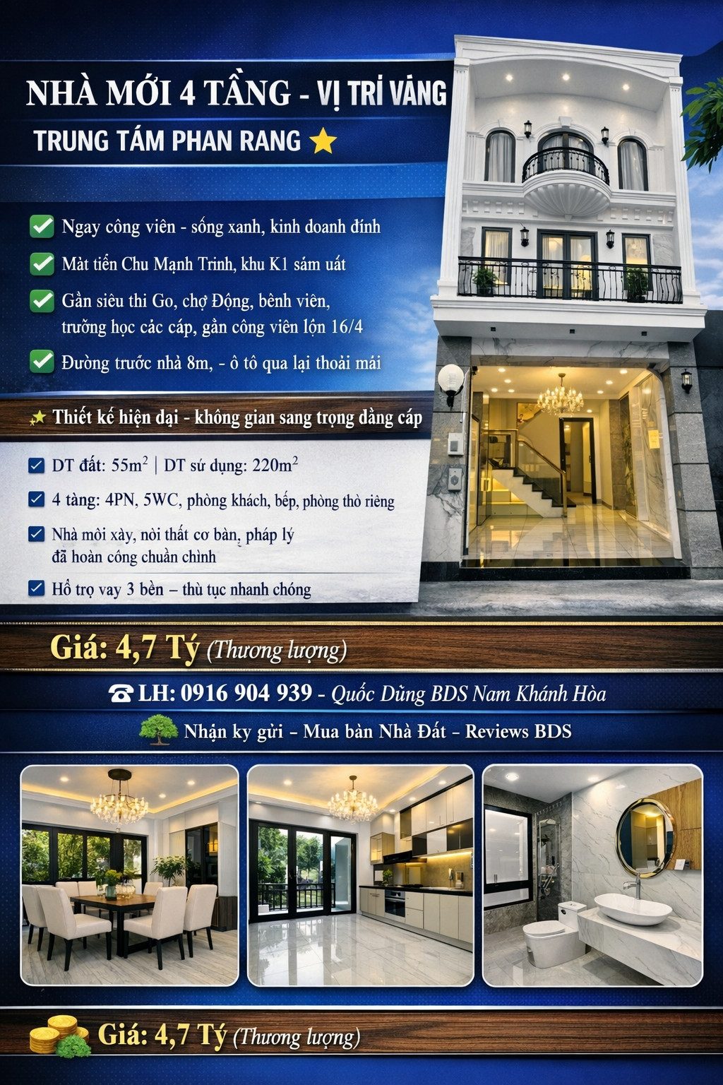 NHÀ MỚI 4 TẦNG – VỊ TRÍ VÀNG TRUNG TÂM PHAN RANG