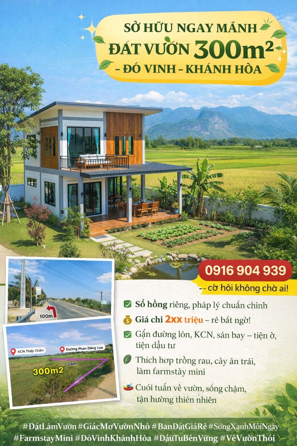 SỞ HỮU NGAY MẢNH ĐẤT VƯỜN 300m²- ĐÔ VINH- KHÁNH HÒA