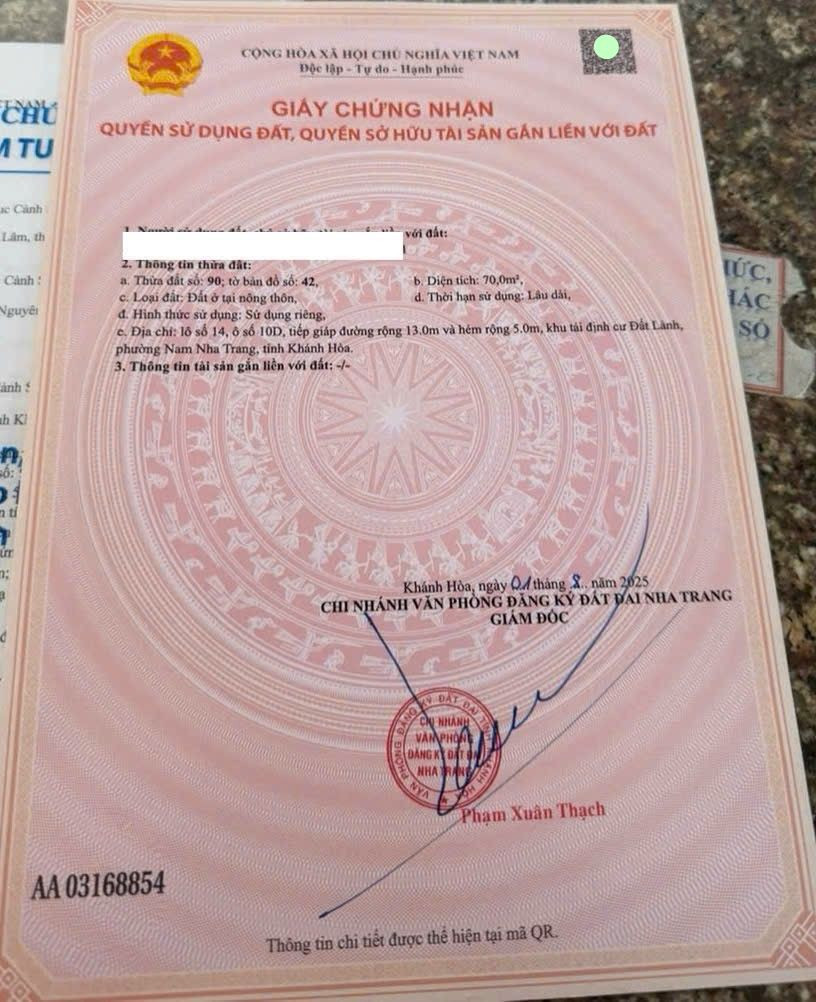 TÁI ĐỊNH CƯ ĐẤT LÀNH 2 MẶT TIỀN 13M VÀ 5M, GẦN TRƯỜNG HỌC, CÁCH PHONG CHÂU CHỈ 50m, BÁN GẤP