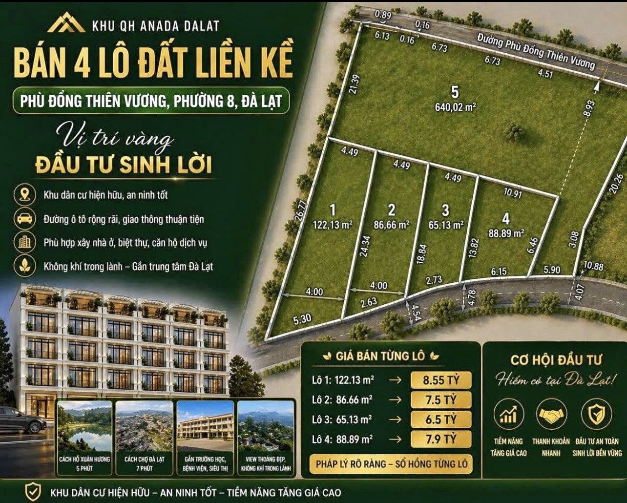 Cần bán 4 nền đất vừa mới ra sổ F0 đường Phù Đổng Thiên Vương ngay ngã 5 đại học . hẻm nhựa lớn khu dân cư chi chít