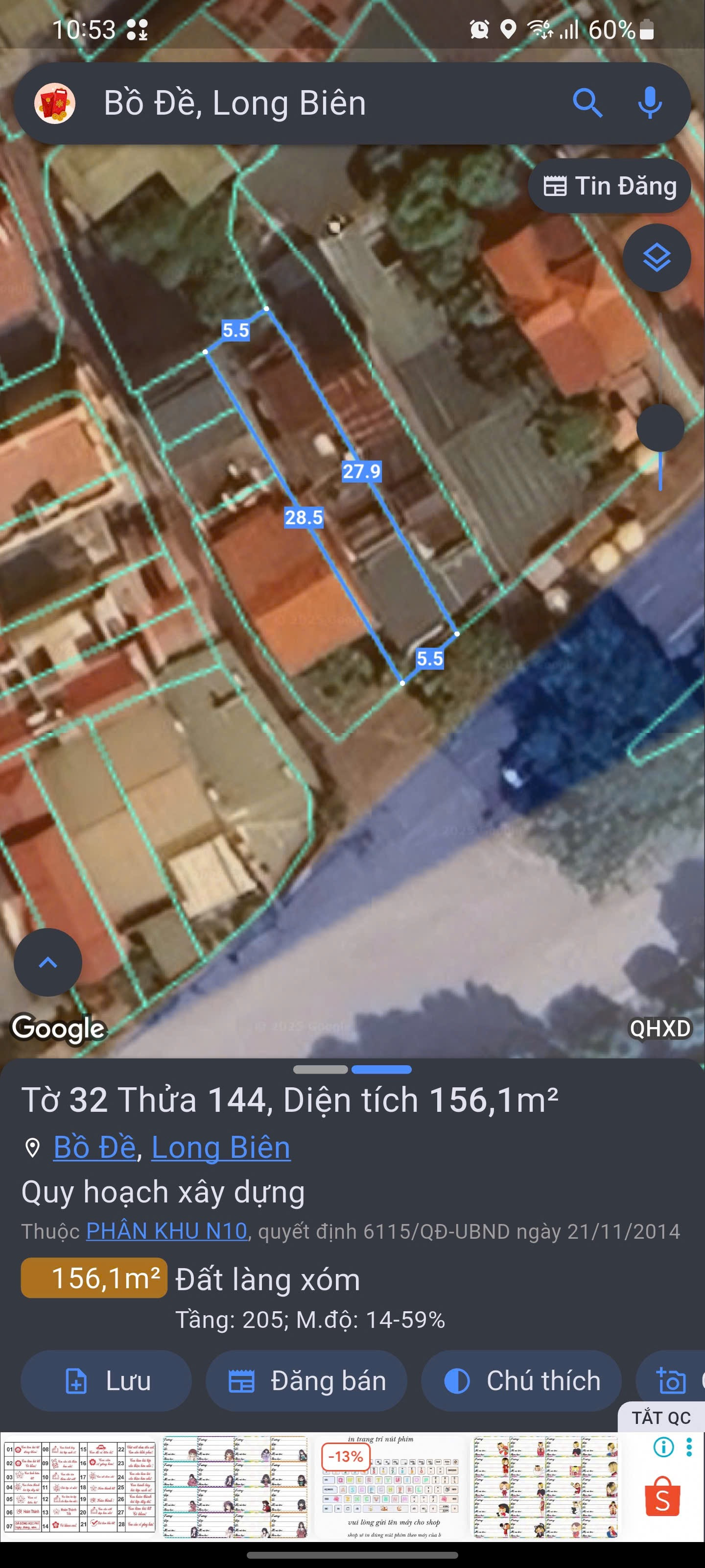Bán nhà 160m² full thổ cư ngang 6m giá 88 tỷ tại Đường Phú Viên Phường Bồ Đề