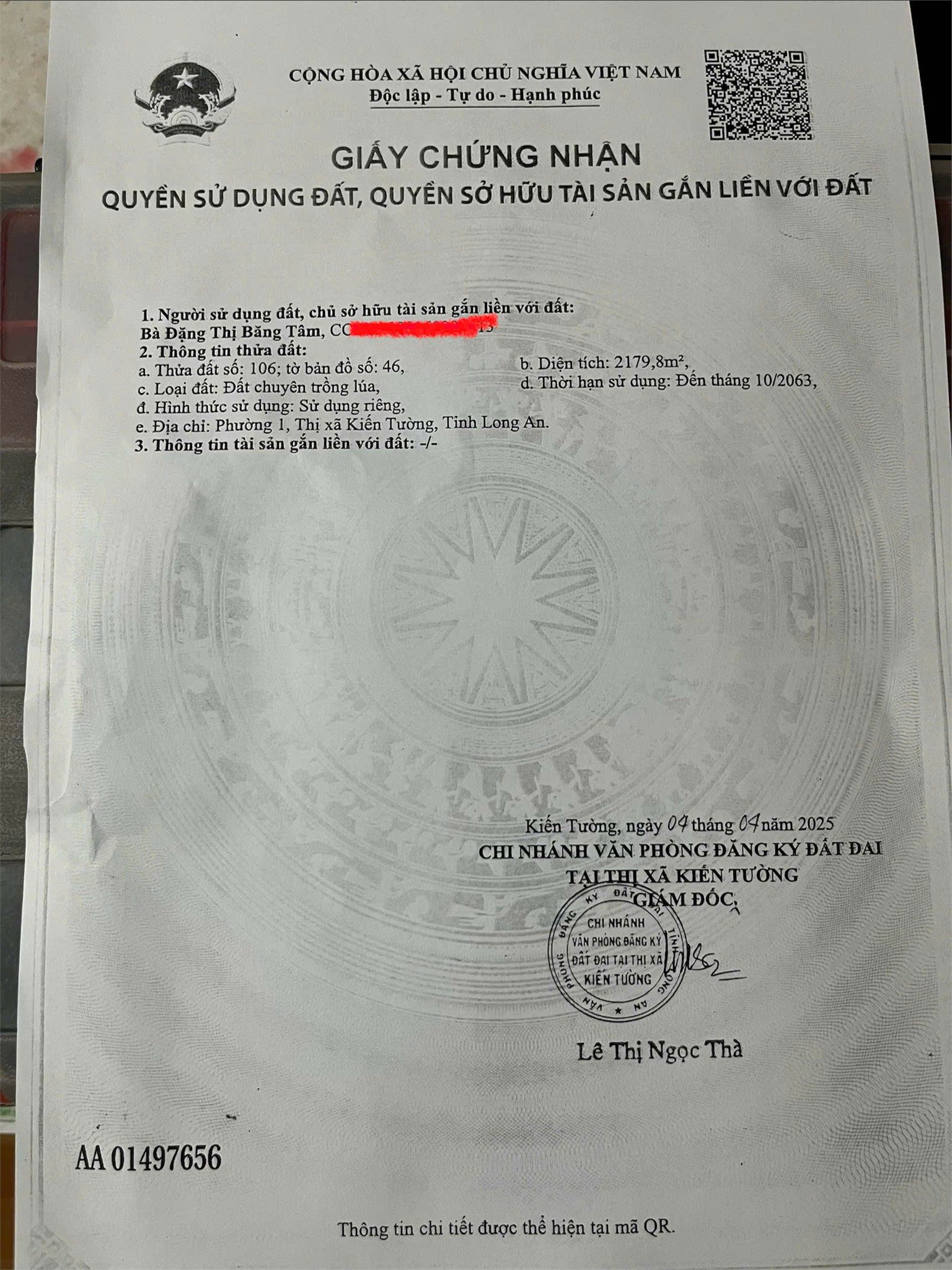 ĐẦU TƯ LÀ SINH LỜI - CHÍNH CHỦ Cần Bán Lô Đất MẶT TIỀN Phường 1, TX Kiến Tường, Long An