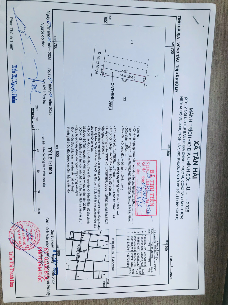 Bán 3lô liền kề  sổ riêng Mt đường nhựa Quốc lộ 56 .xã tân Hải : 6 x42