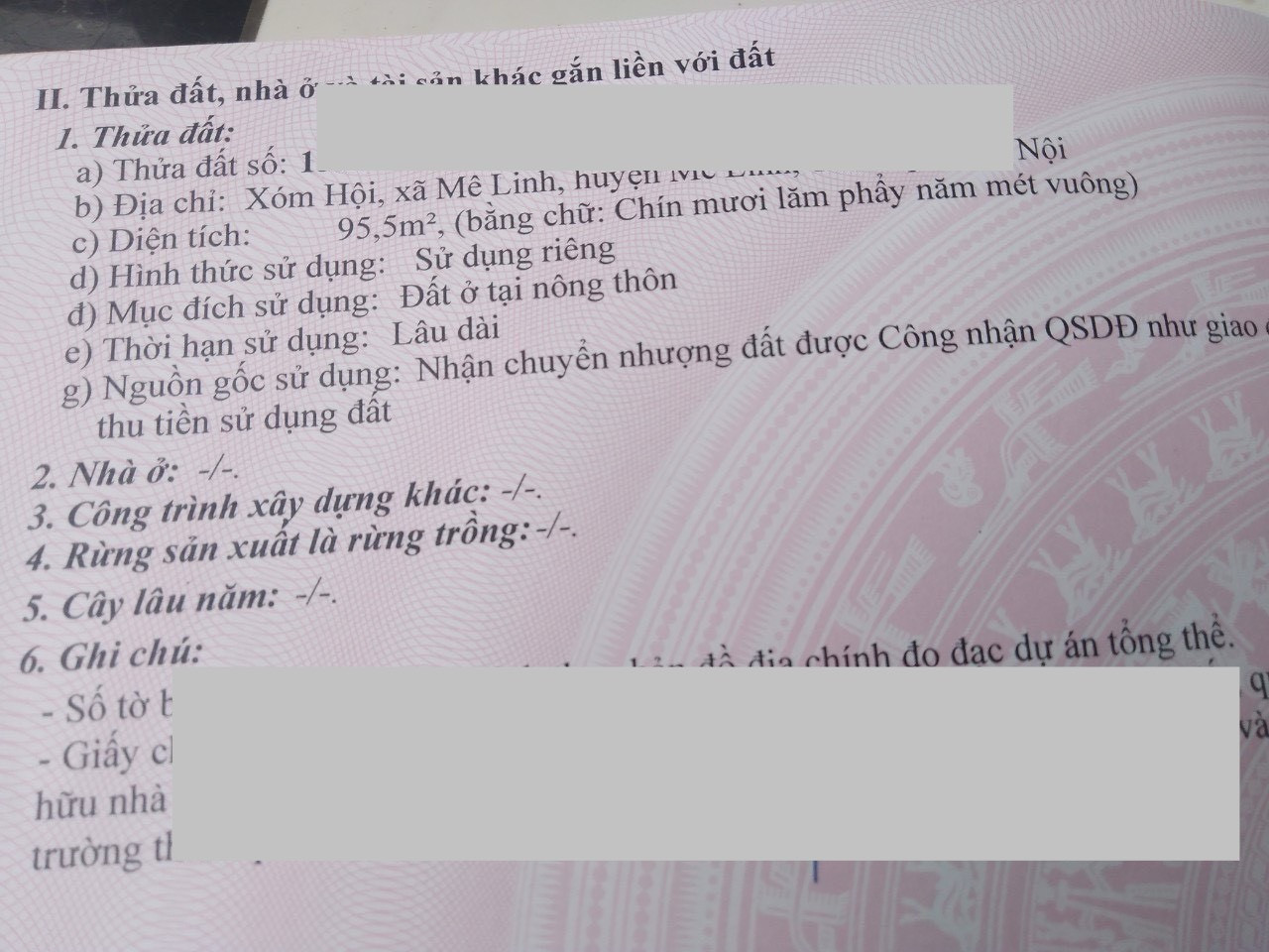 Chỉ với 900 triệu có ngay 47m2 đất ở tại thôn 4 Hạ Lôi, xã Mê Linh
Đường ô tô vào tận đất
Giáp trường học, chợ, đường lớn