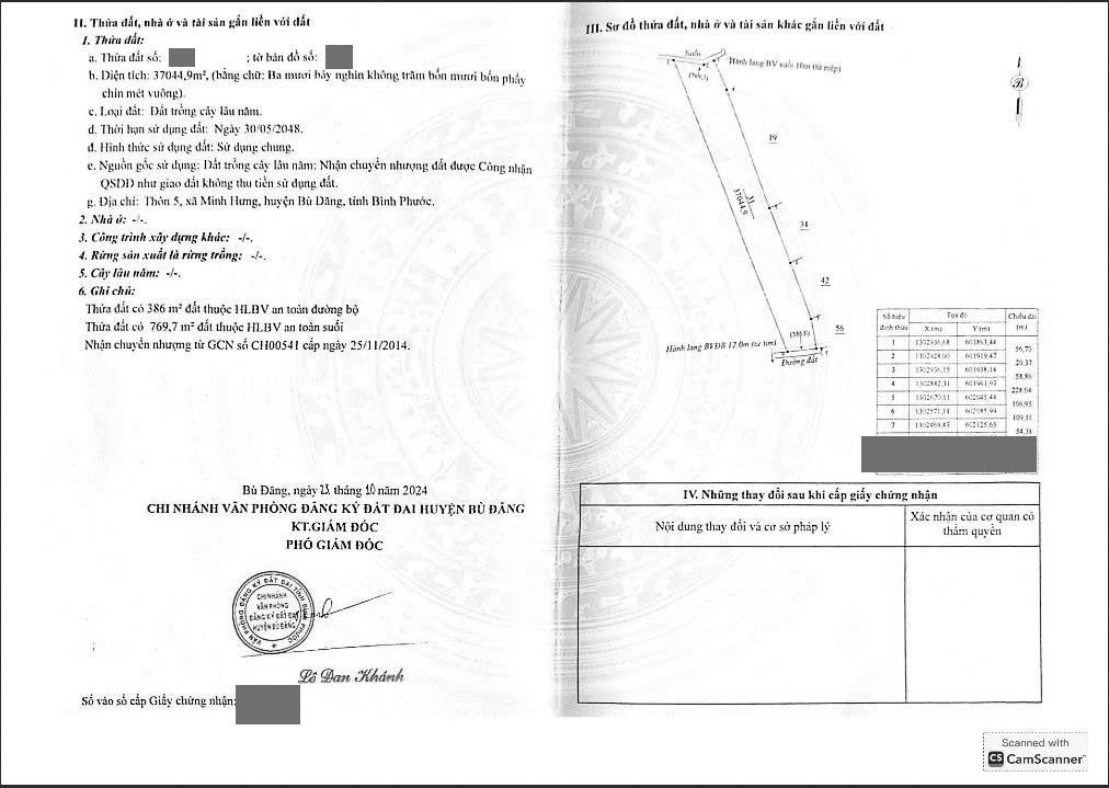 Cần bán 3ha7 giá 16 Tỷ đất tại xã minh hưng cũ