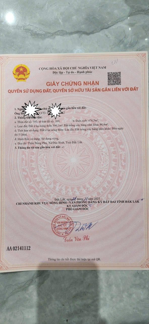 Bán Lô Đất 10 x38 Mặt Tiền Quốc Lộ 19c, Đức Bình Tây, Sông Hinh. Giá 650 Triệu.