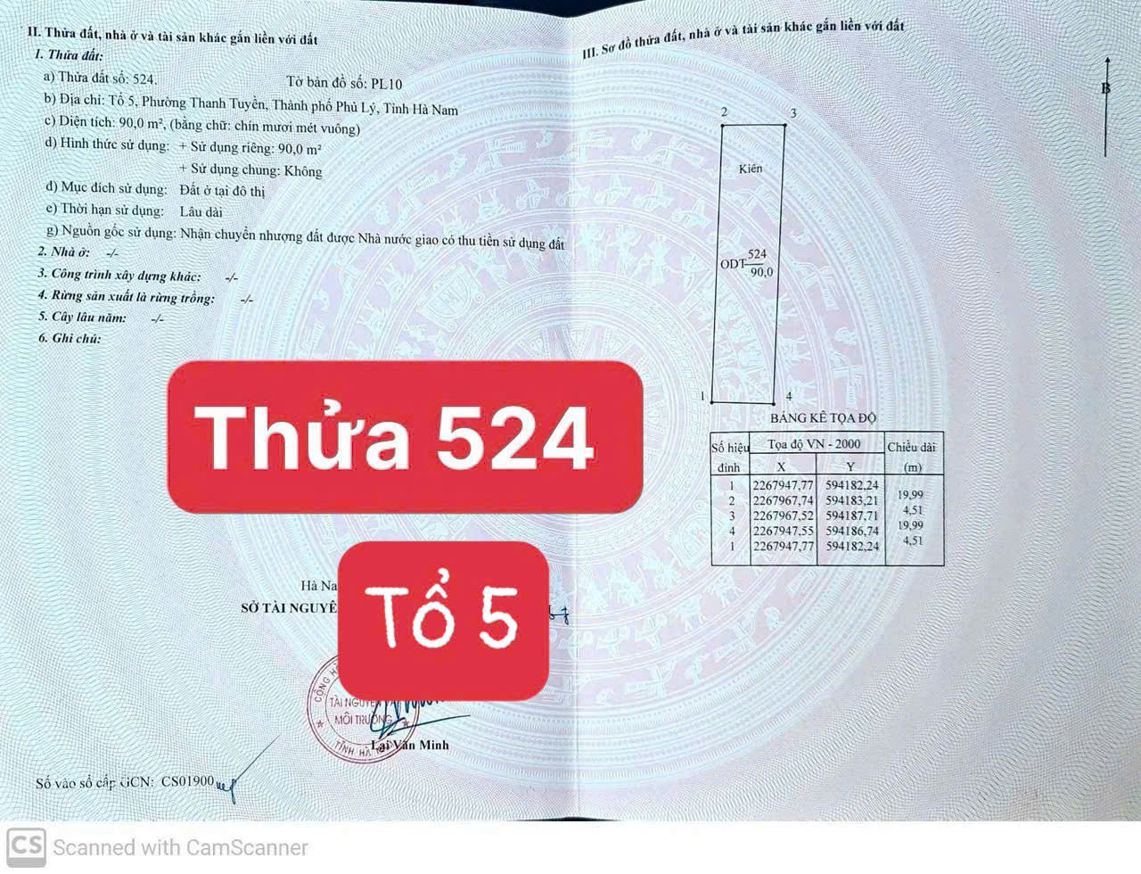 1t770 Cần bán lô đất Tổ 5 - P. Thanh Tuyền - TP. Phủ Lý - Hà Nam