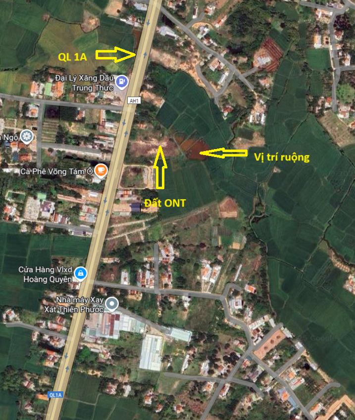 120 triệu/sào hơn 3,4 sào ruộng cách QL1A 1 miếng đất ở tại Ninh Ích, Ninh An.