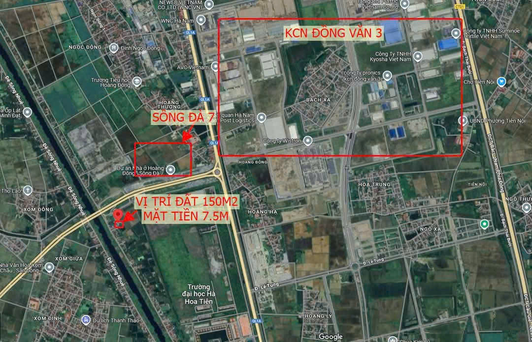 19,5tr/m Cần bán lô đất 150m2 mặt tiền 7,5m ngay Cạnh KCN Đồng Văn 3 Duy Tiên -Hà Nam.