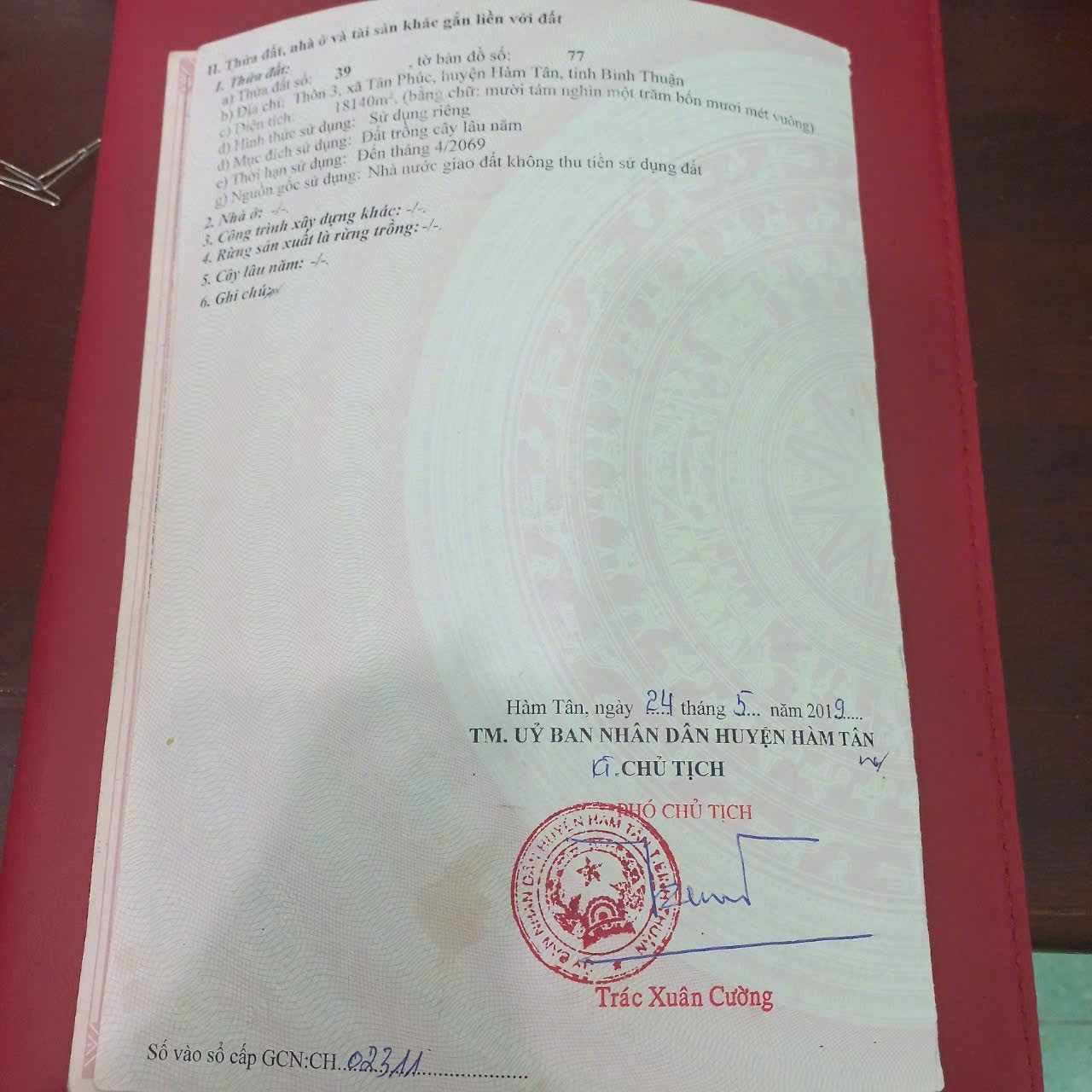 BÁN 18 SÀO ĐẤT XÃ TÂN PHÚC - HÀM TÂN - BÌNH THUẬN GIÁ THANH LÝ