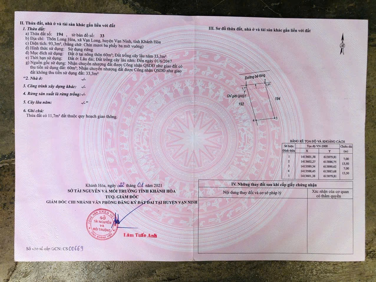 LÔ ĐẤT ĐẸP DÀNH CHO NHÀ ĐẦU TƯ TẠI XÃ VẠN LONG, VẠN NINH, KHÁNH HOÀ