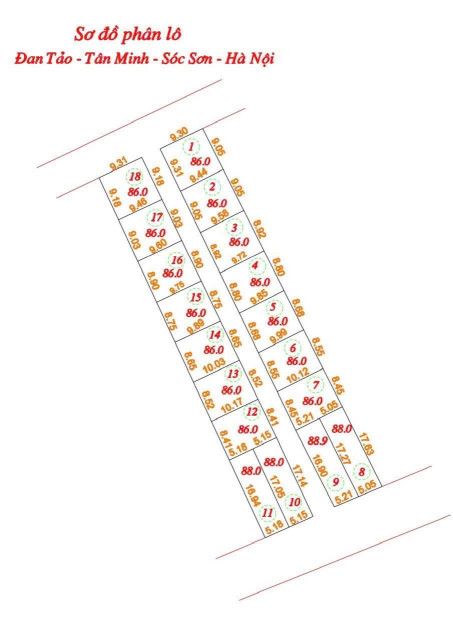 Bán đất 88m² ngang 5,1m tại Xã Tân Minh Huyện Sóc Sơn