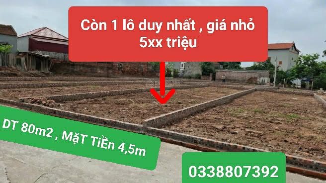 CÒN 1 SUẤT DUY NHẤT . NHỈNH 500TR. DIỆN TÍCH 80M2 FULL THỔ CƯ - TẠI AN NGHĨA -LẠC THỦY. CÁCH QUỐC LỘ 500M