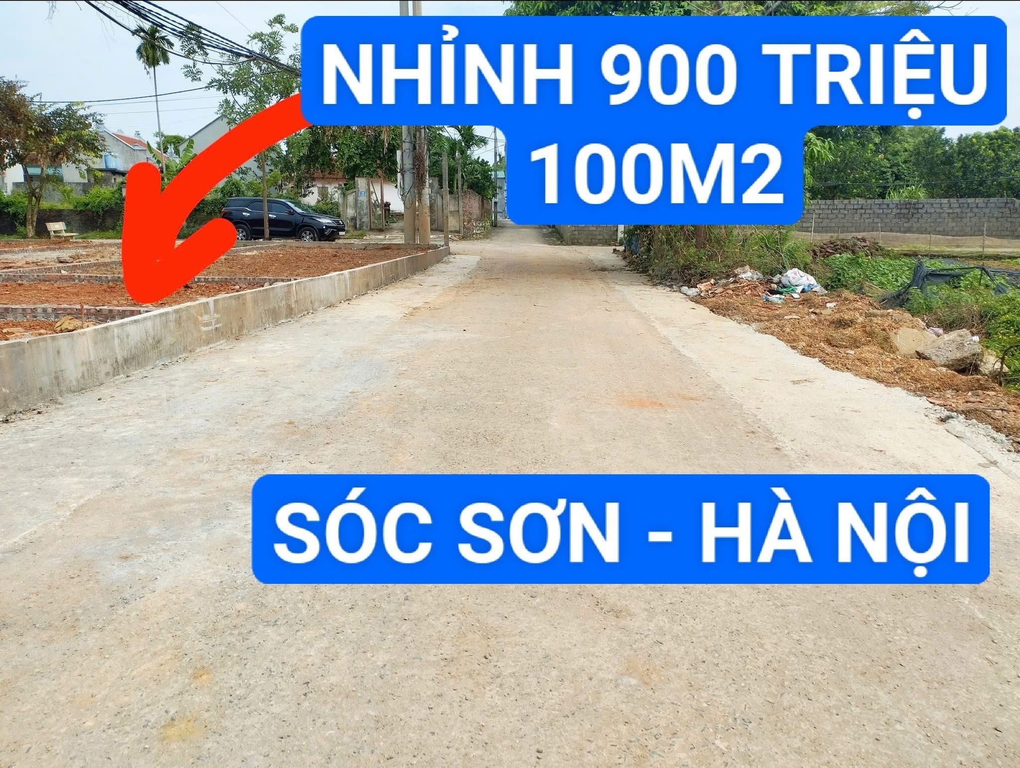 BÁN ĐẤT SÓC SƠN 900 TRIỆU ,SỔ 100M2 THỔ CƯ